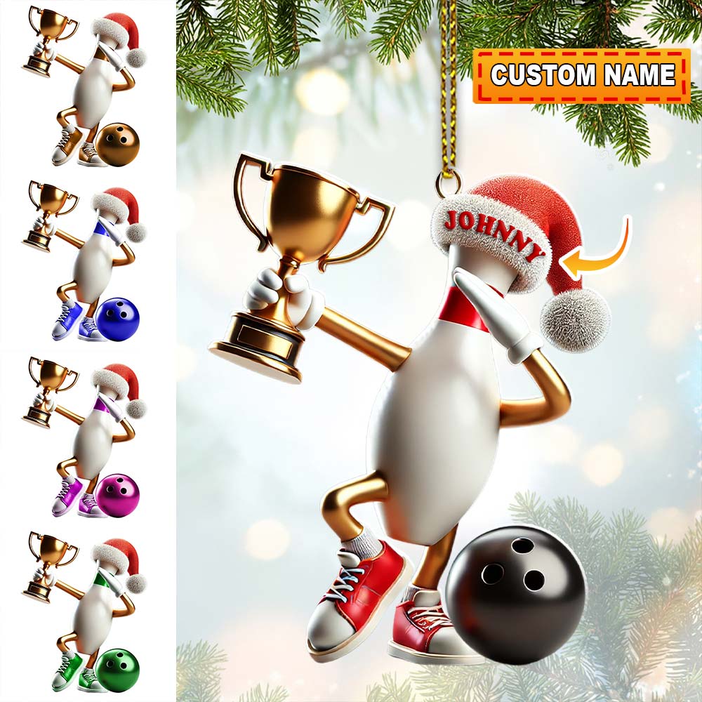Blisscorners Custom Name Bowling Christmas Ornament, Bowling Christmas Gift2D Flat LM2111