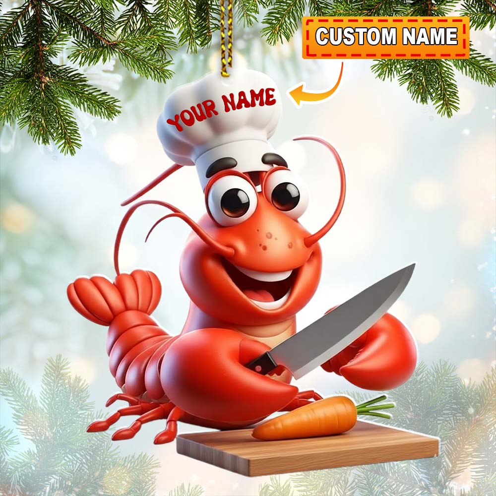 Blisscorners Seafood Chef, Lobster, Home Decor, Christmas Ornament, Personalized Ornament2D Flat LM2111