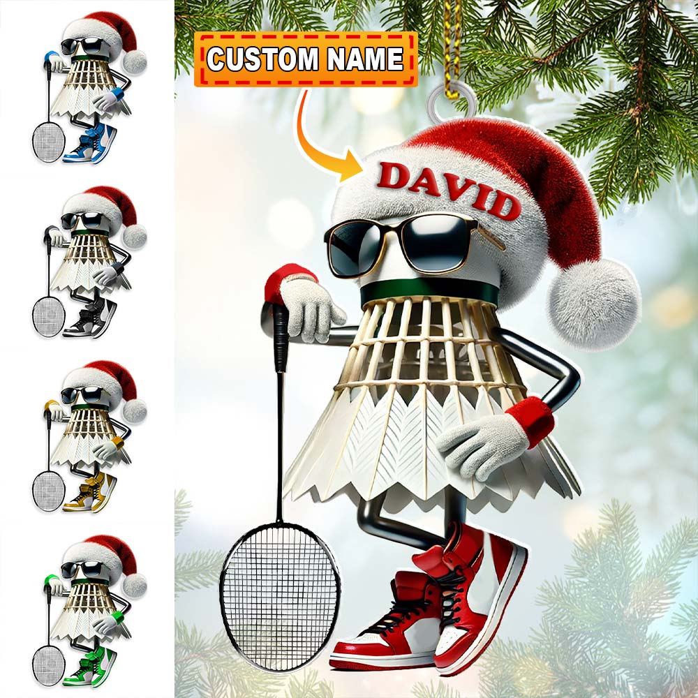 Blisscorners Custom Name Badminton Ornament, Badminton Christmas Gift Decoration32D Flat LM2111