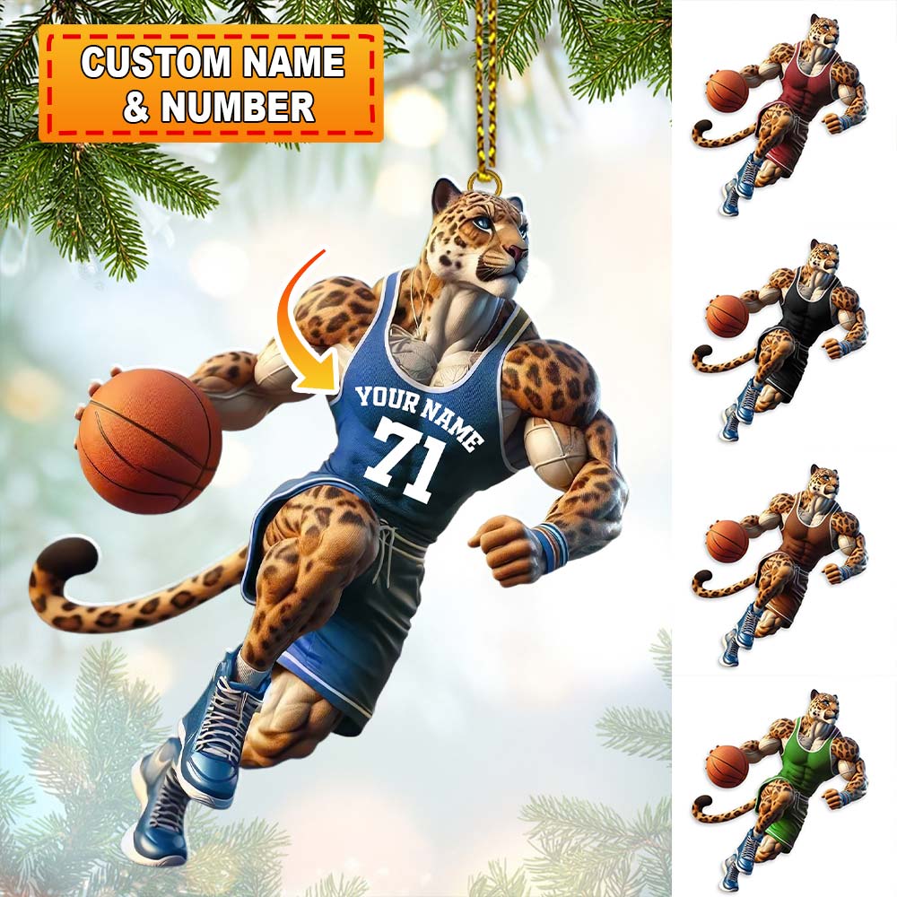 Blisscorners Custom Name and Number Basketball Ornament, Basketball Lover Christmas Gift2D Flat LM2111