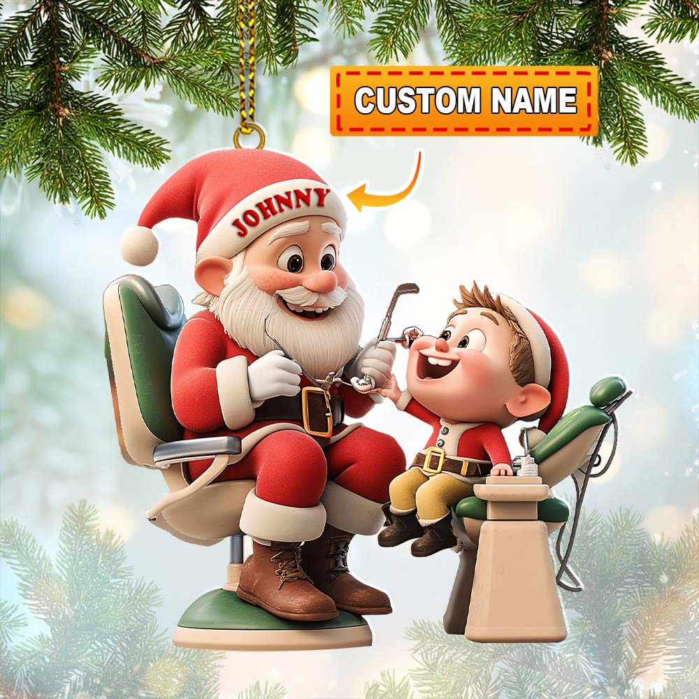 Blisscorners Custom Name Dentist Ornament, Christmas Gift for Dentist52D Flat LM2111