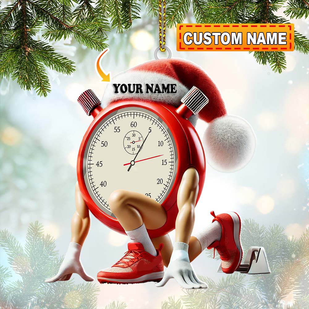 Blisscorners Custom Name Stopwatch Ornament, Christmas Gift for Sport Lover2D Flat LM2111
