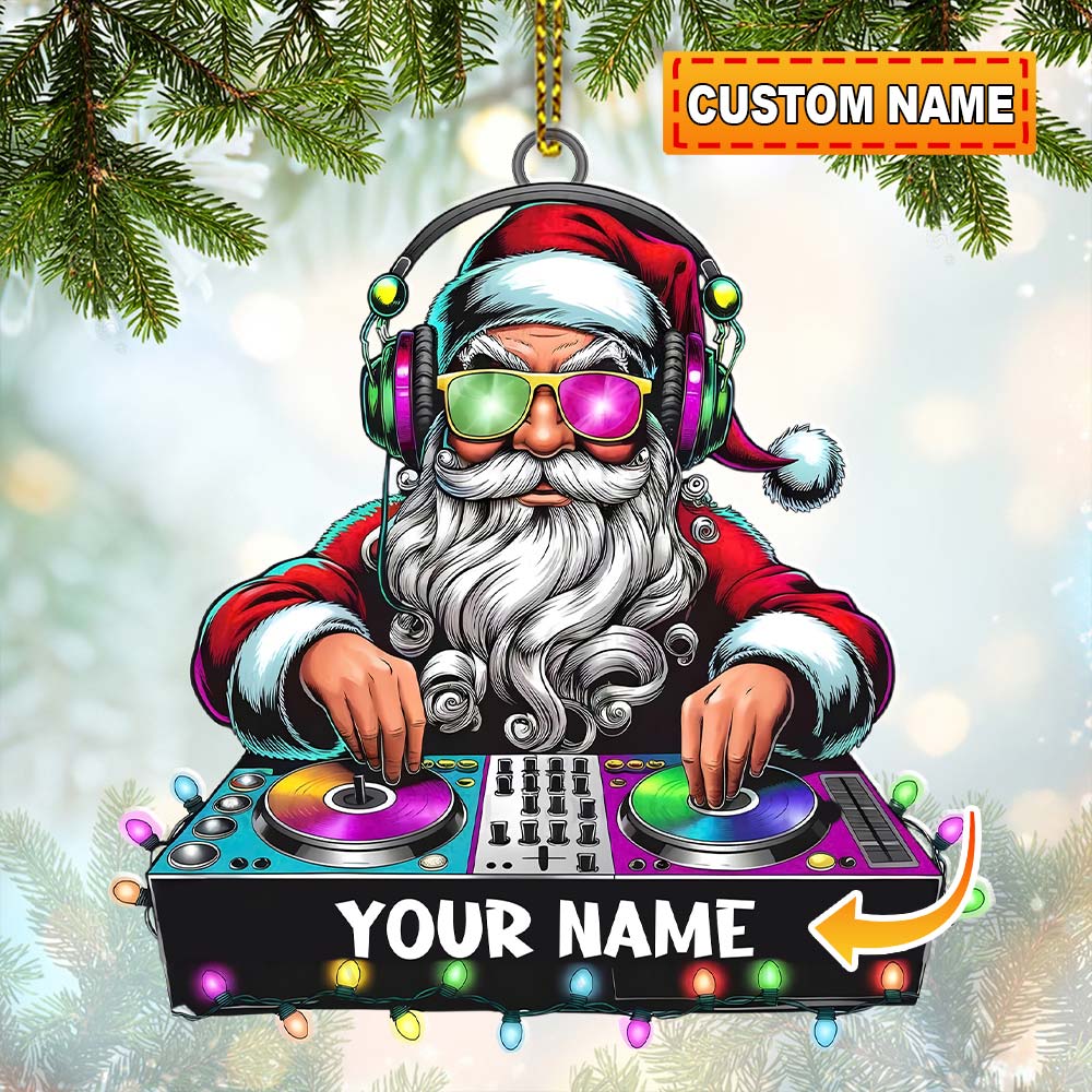Blisscorners DJ Santa Ornament, Personalized Ornament2D Flat LM2211