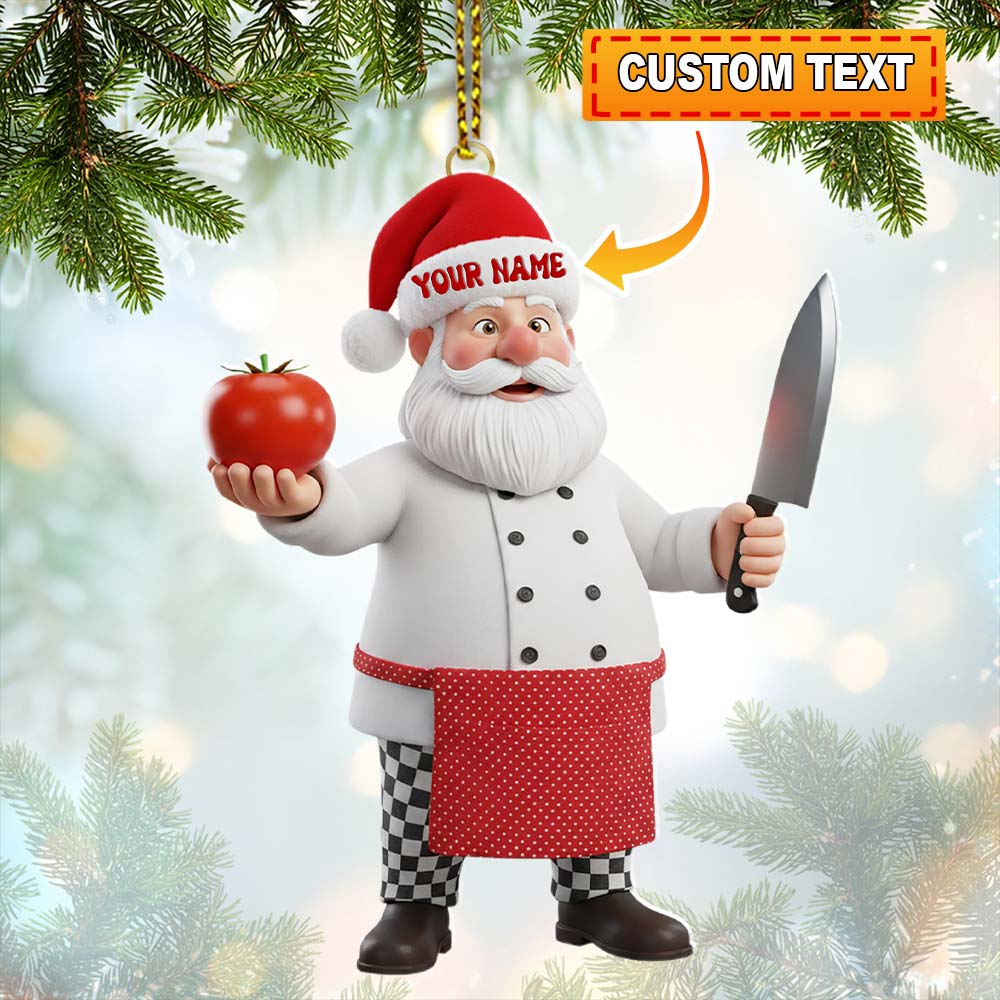 Blisscorners Santa Chef, Home Decor, Christmas Ornament, Personalized Ornament2D Flat LM2111
