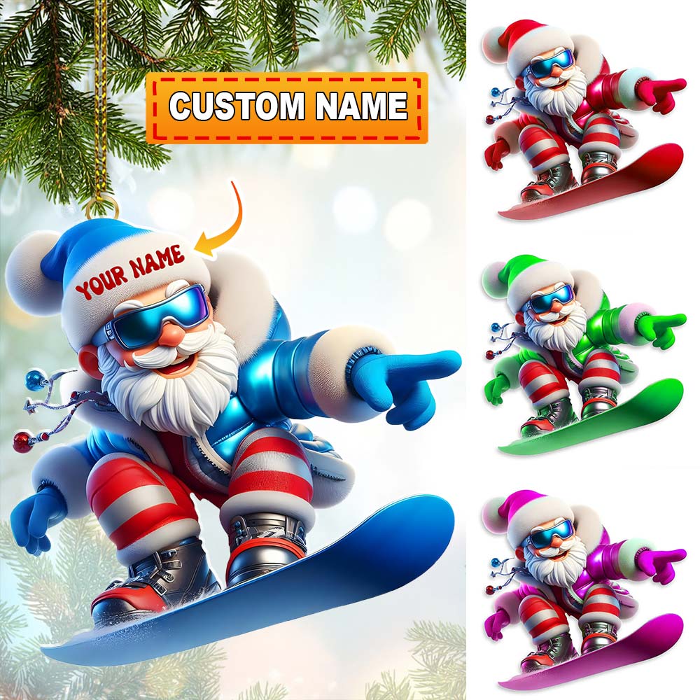 Blisscorners Santa Skiing, Home Decor, Christmas Ornament, Personalized Ornament2D Flat LM2111