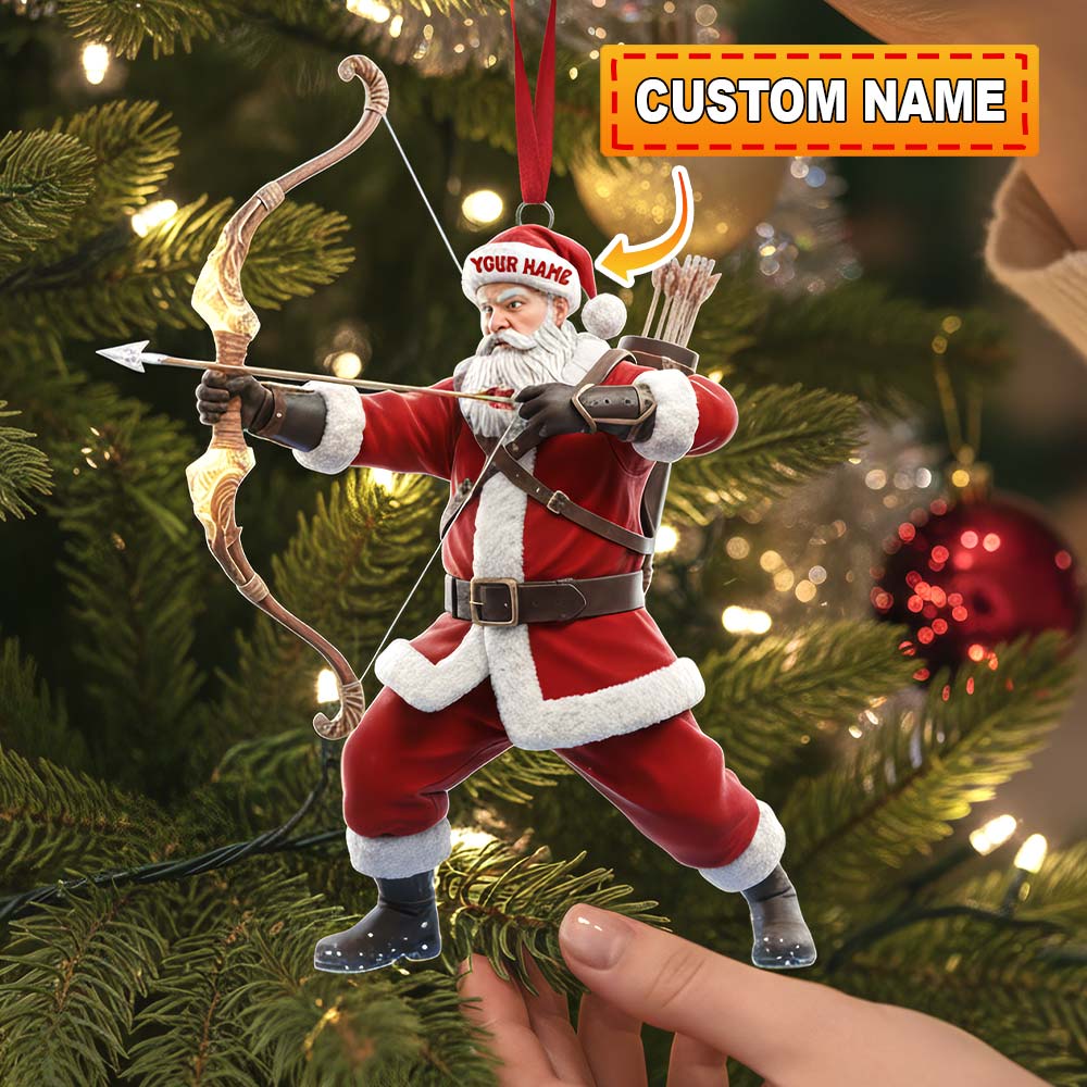 Blisscorners Christmas Archery Santa Home Decor, Christmas Ornament, Personalized Ornament2D Flat LM2111