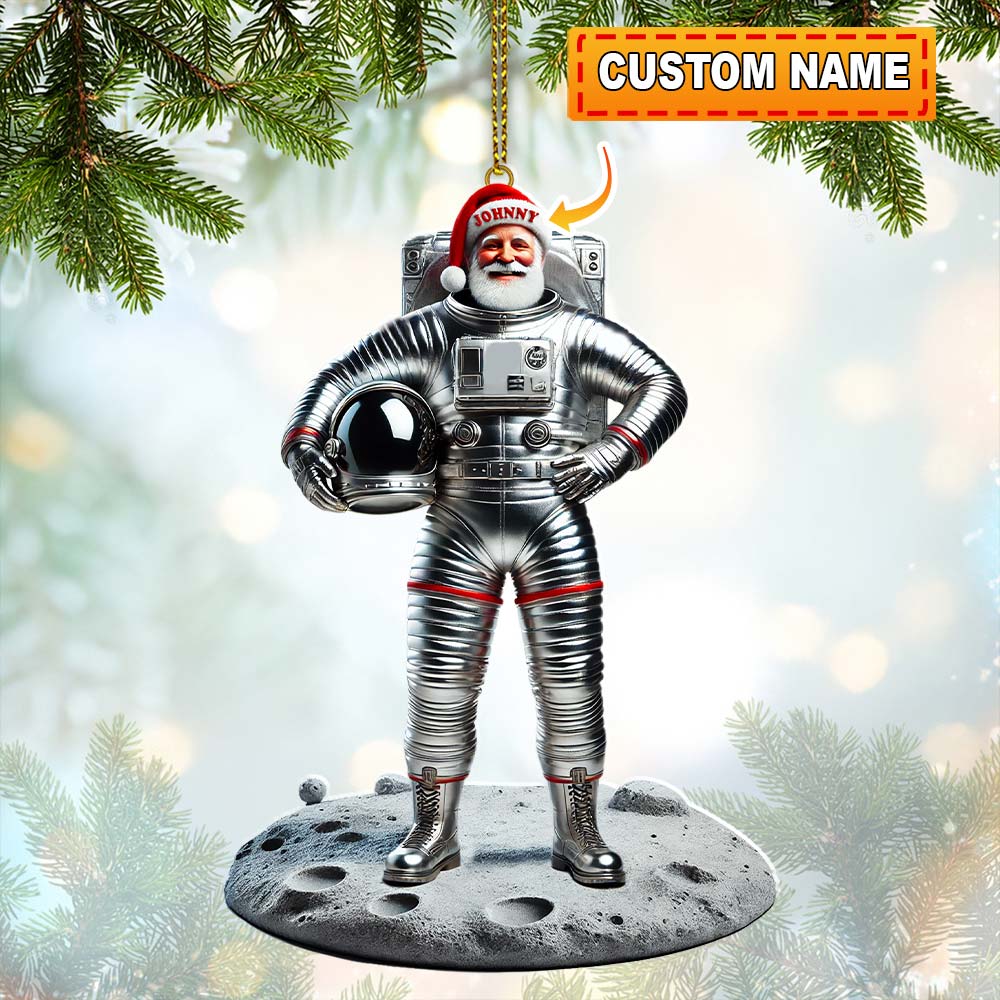 Blisscorners Custom Name Santa Astronaut Ornament, Christmas Gift Decoration2D Flat LM2111