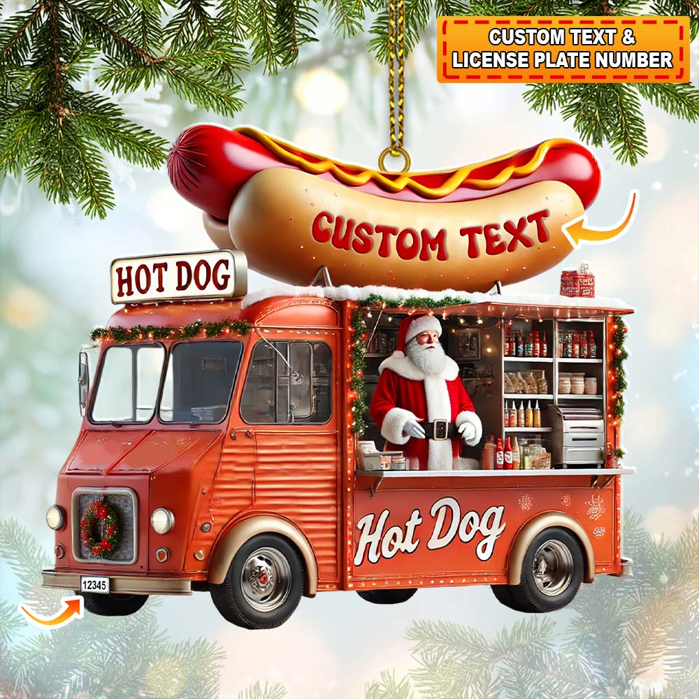 Blisscorners Custom Name Santa Hot Dog Ornament, Christmas Gift Decor2D Flat LM2111