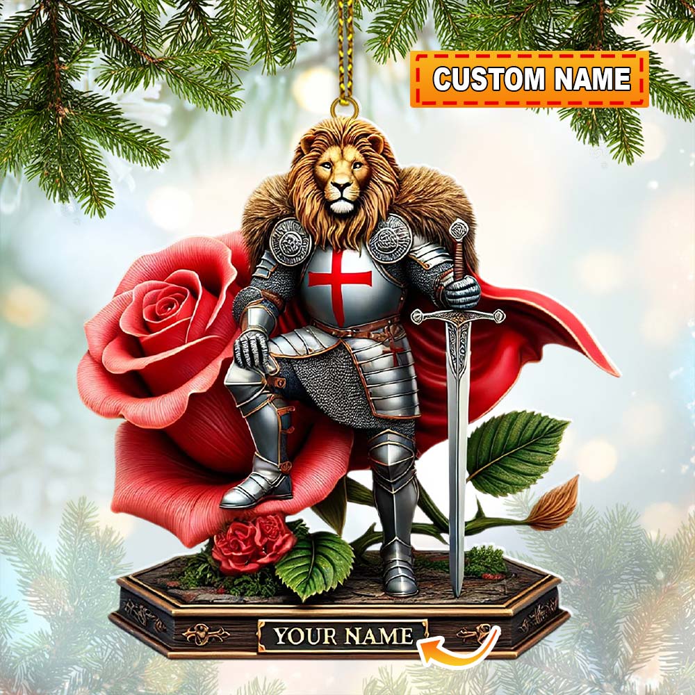 Blisscorners Custom Name England Warrior Ornament, England Lover Christmas Gift2D Flat LM2111