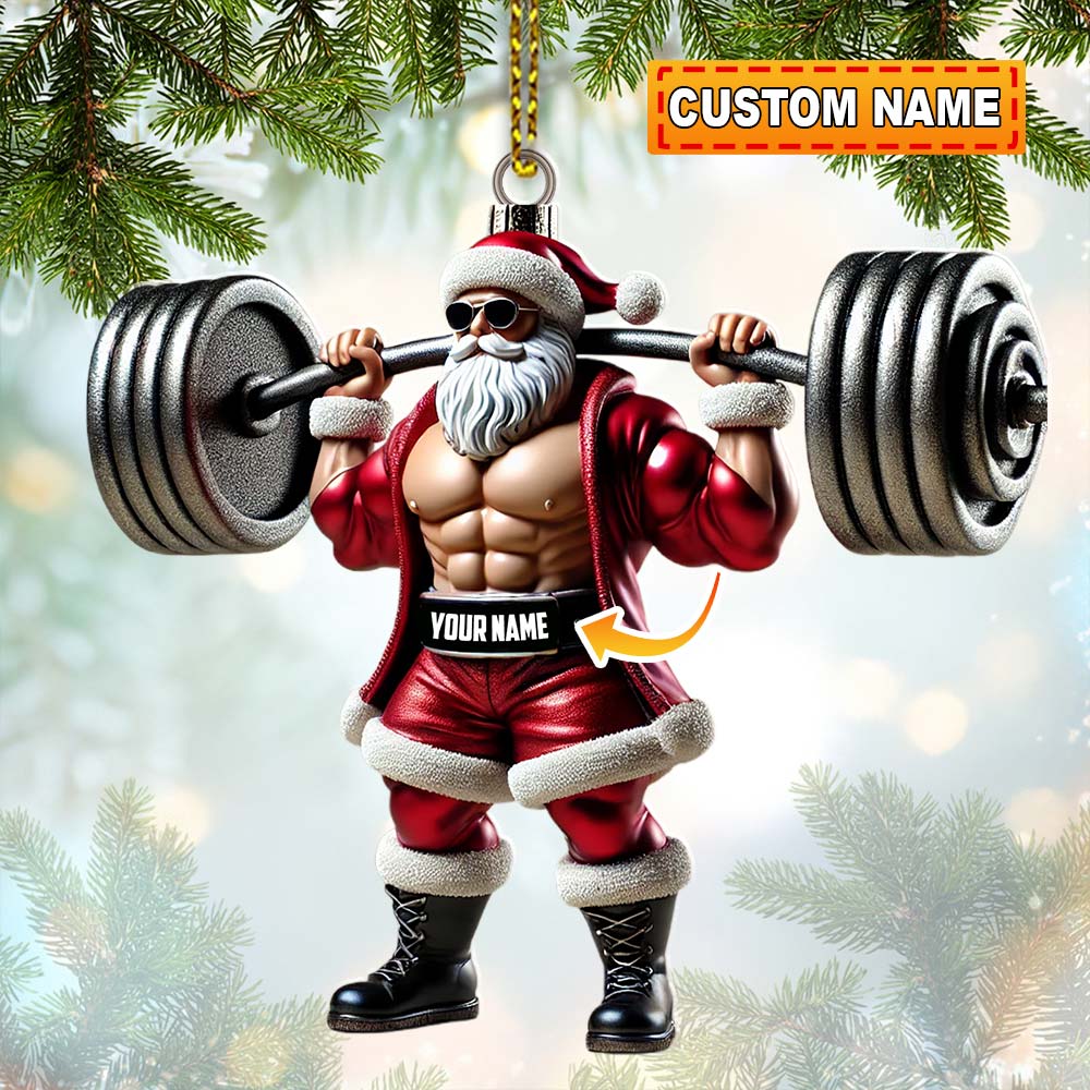 Blisscorners Custom Ornament, Weightlifting Santa Ornament, Christmas Decor2D Flat LM2211