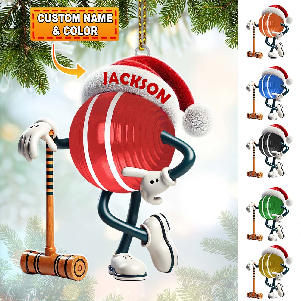 Blisscorners Custom Name Croquet Ornament, Croquet Christmas Gift2D Flat LM2111