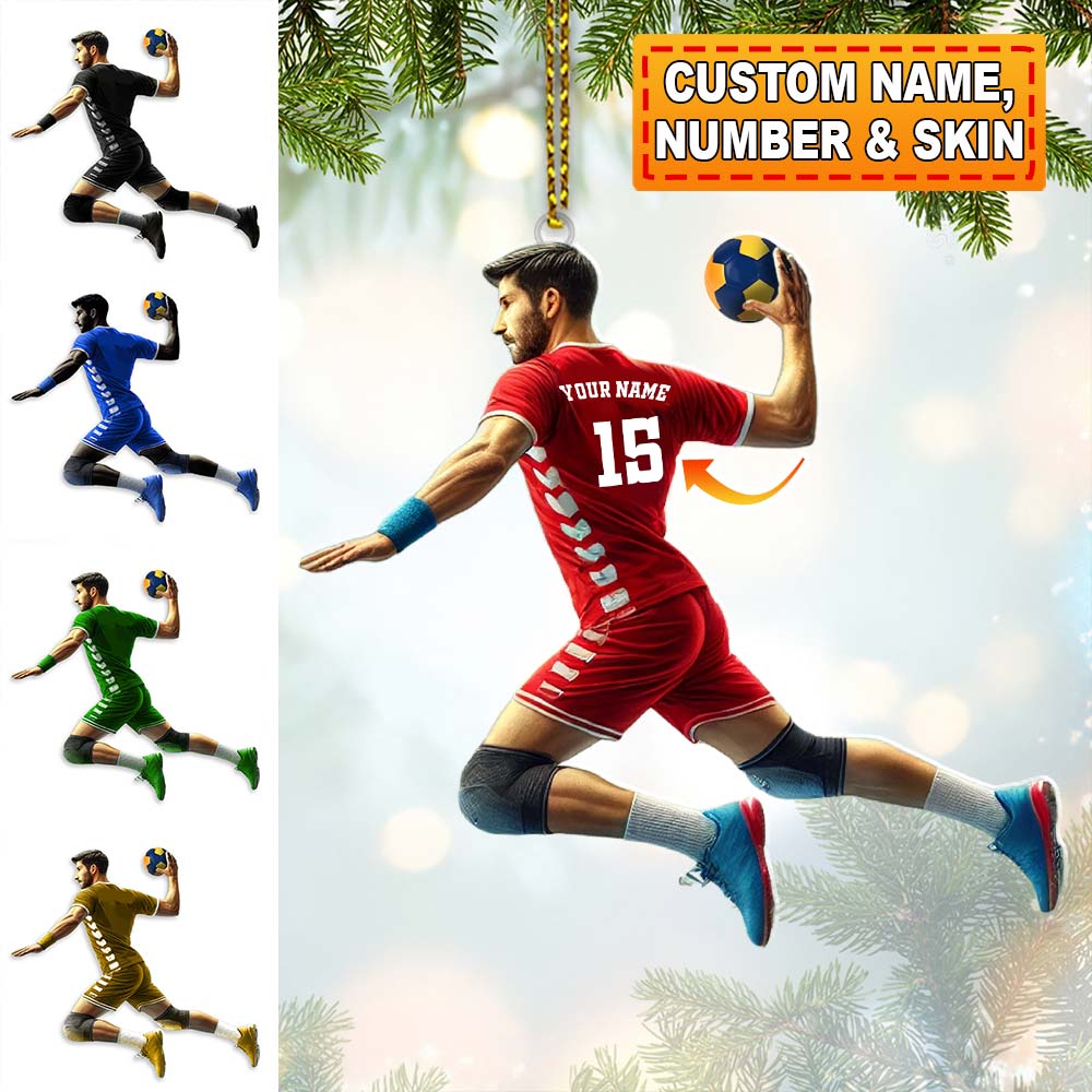 Blisscorners Custom Name Handball Ornament, Christmas Gift for Handball Lover2D Flat LM2111