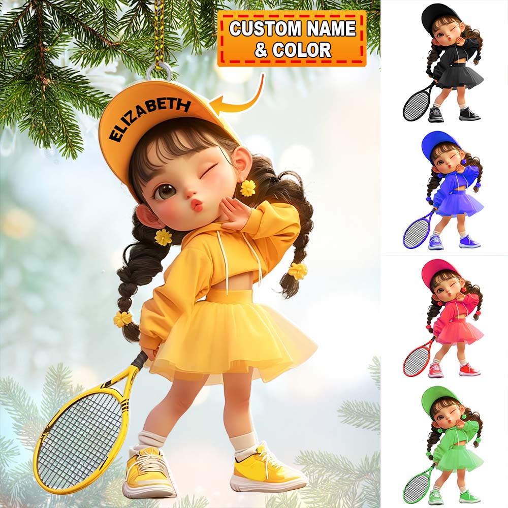 Blisscorners Custom Name Woman Tennis Ornament, Tennis Christmas Gift2D Flat LM2111