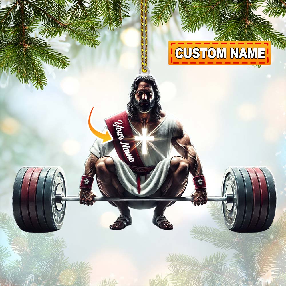 Blisscorners Custom Name Jesus Gym Ornament, Gymnastics Christmas Decoration2D Flat LM2111