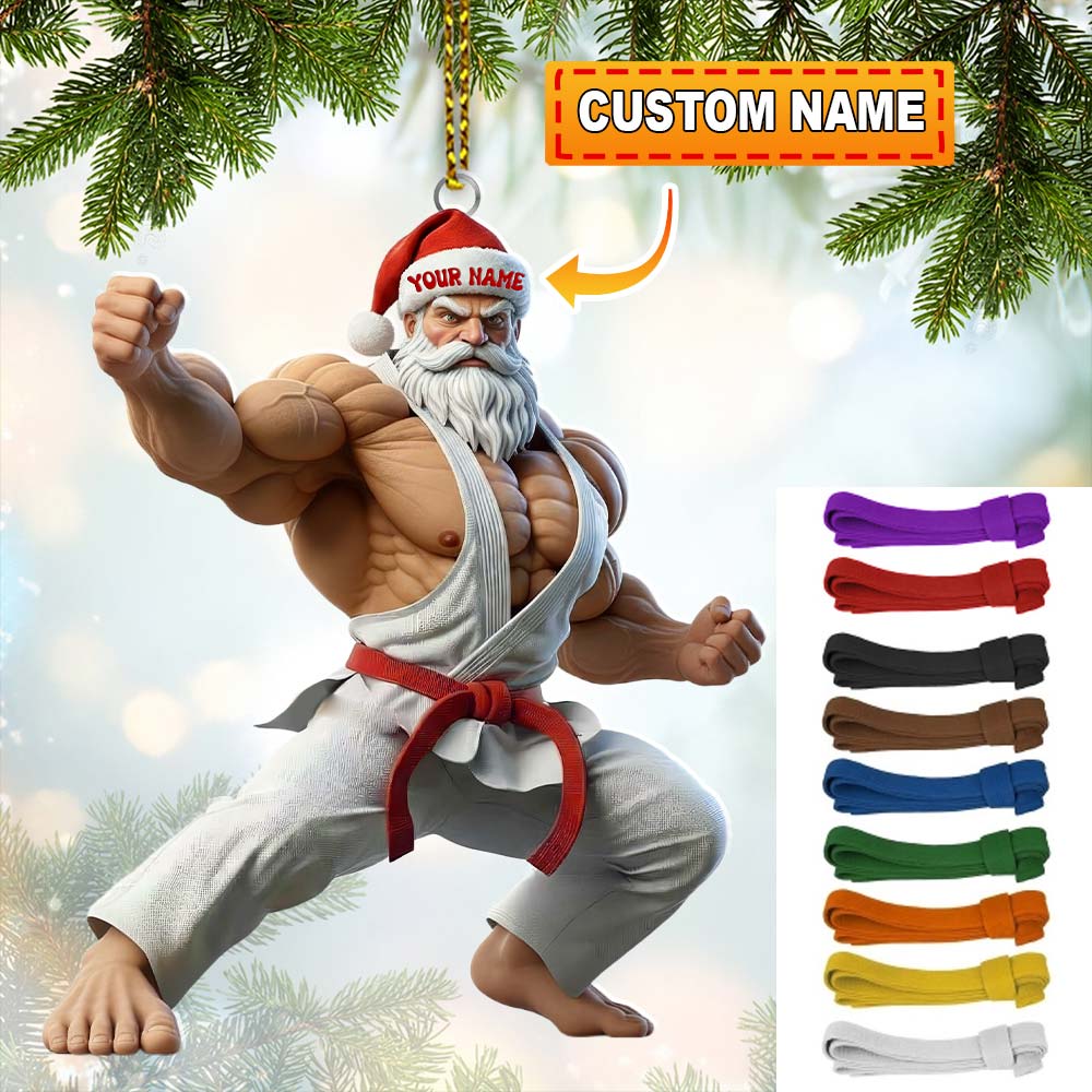 Blisscorners Karate Santa, Home Decor, Christmas Ornament, Personalized Ornament2D Flat LM2111
