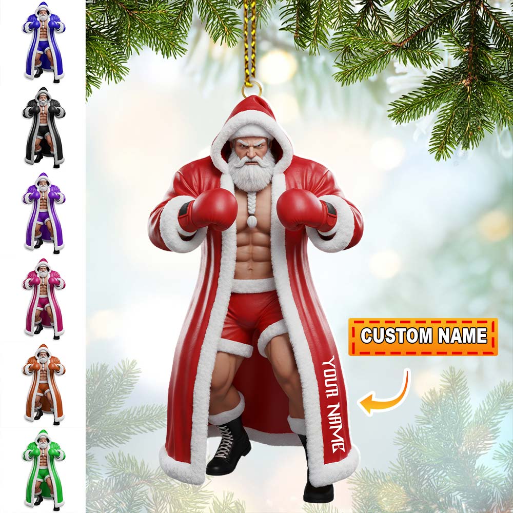 Blisscorners Boxing Santa, Home Decor, Christmas Ornament, Personalized Ornaments2D Flat LM2111