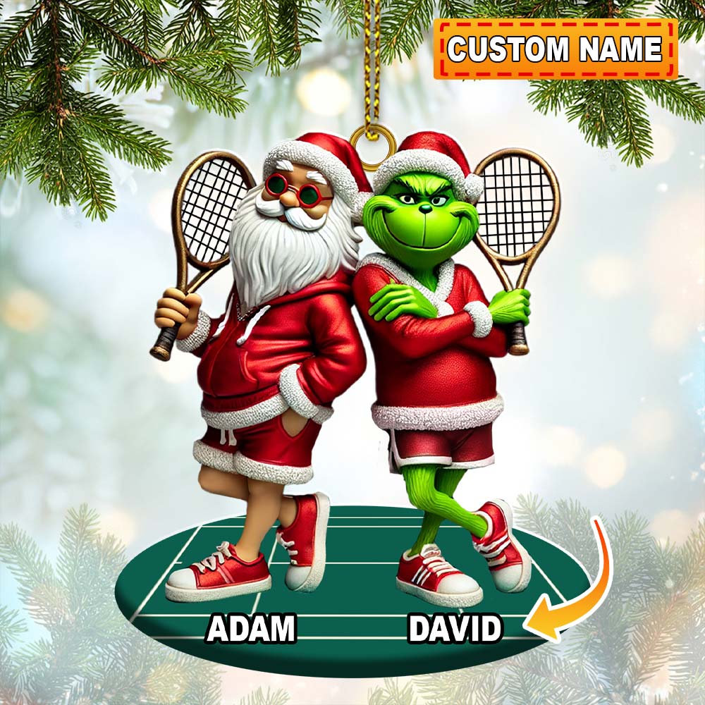 Blisscorners Santa And ELF Christmas Ornament, Personalized Ornament, Tennis Christmas Gift2D Flat LM2211