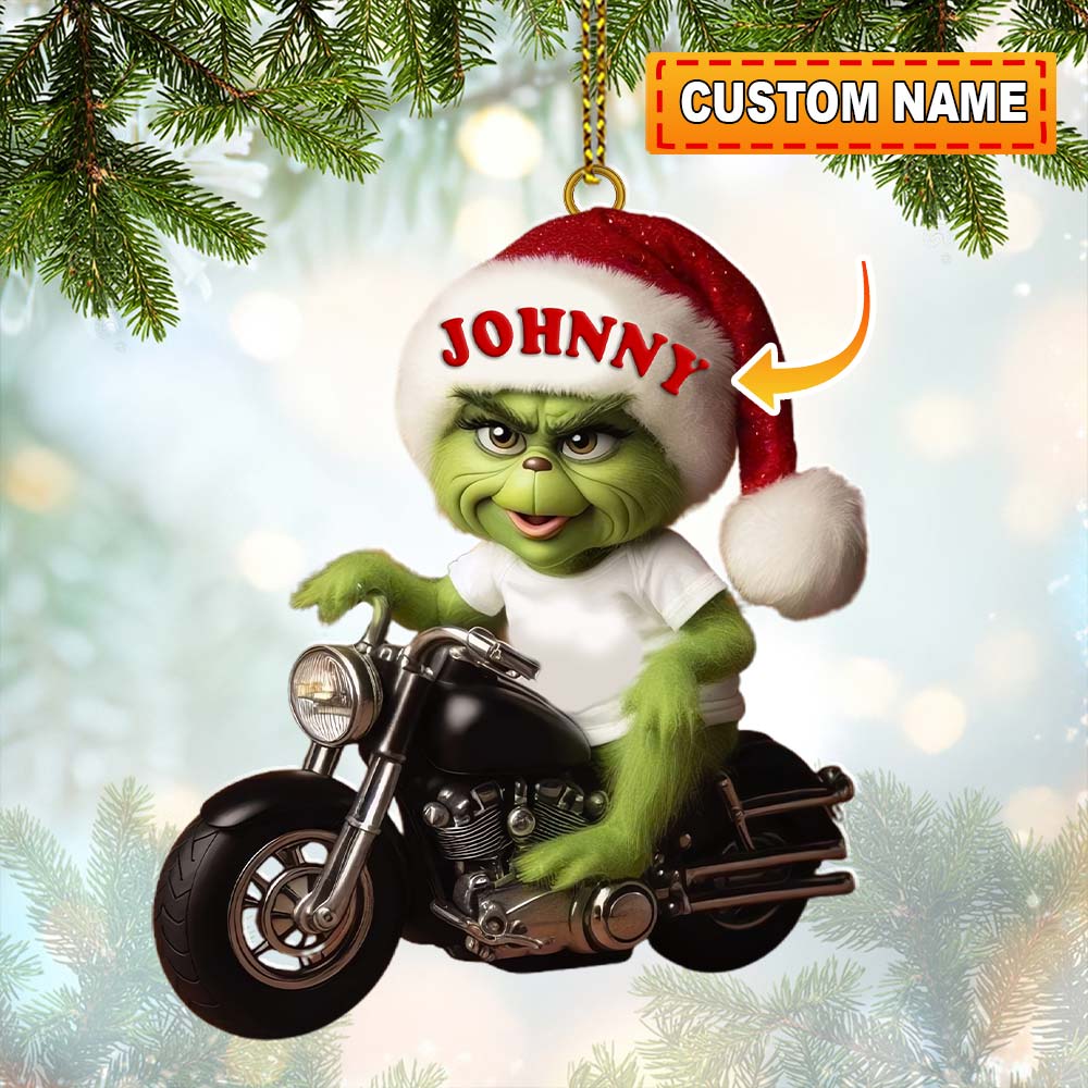 Blisscorners Custom Name Grinch Motocross Ornament, Motocross Lover Christmas Gift2D Flat LM2111