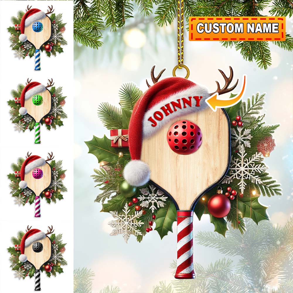 Blisscorners Custom Name Pickle Ball Ornament, Pickle Ball Christmas Gift2D Flat LM2111