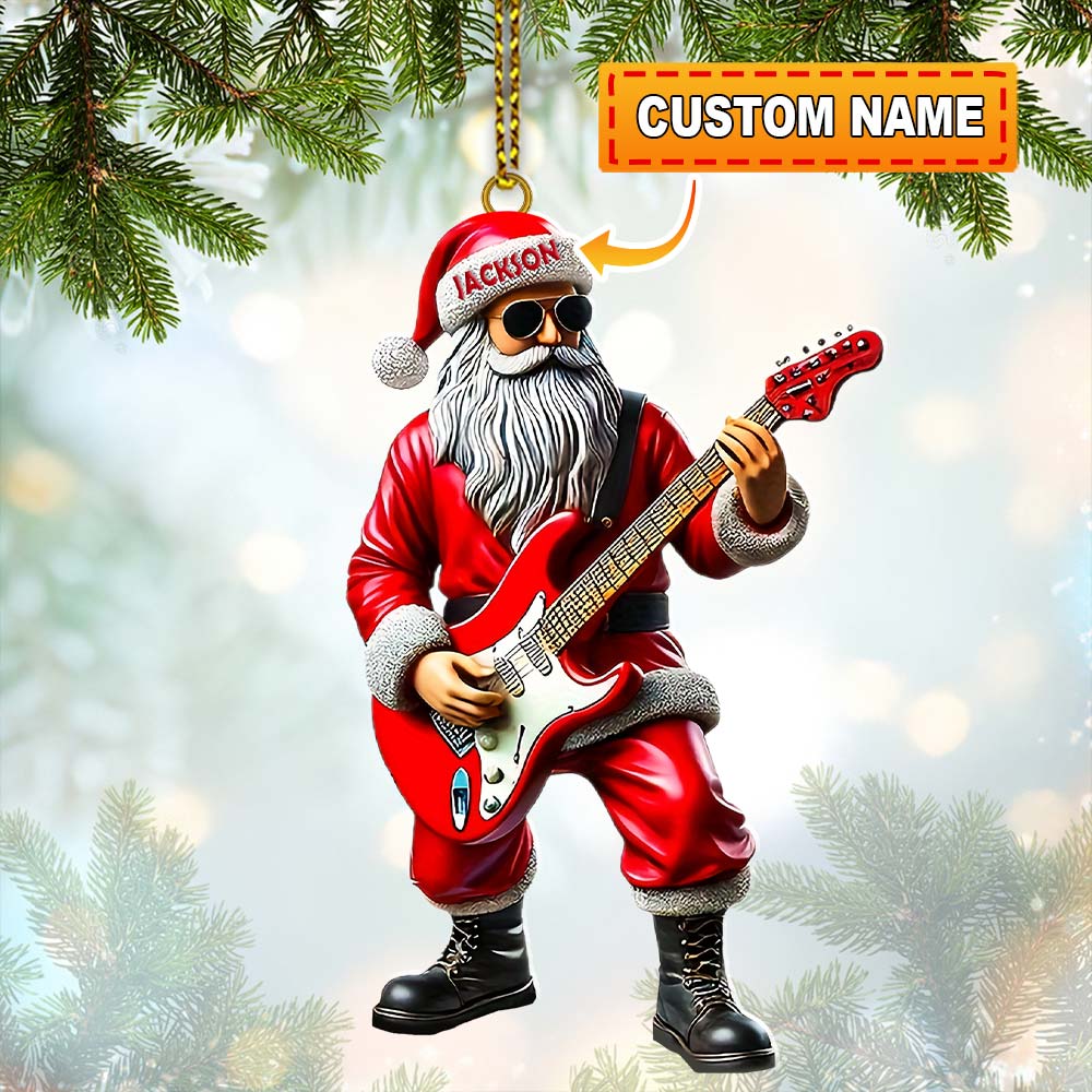 Blisscorners Custom Name Santa Guitar Ornament, Santa Christmas Gift152D Flat LM2111
