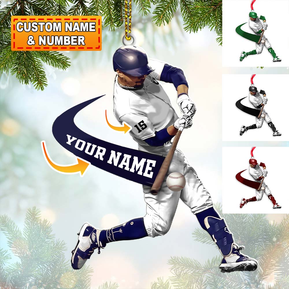 Blisscorners Custom Name Baseball Ornament, Christmas Gift for Baseball Lover2D Flat LM2111