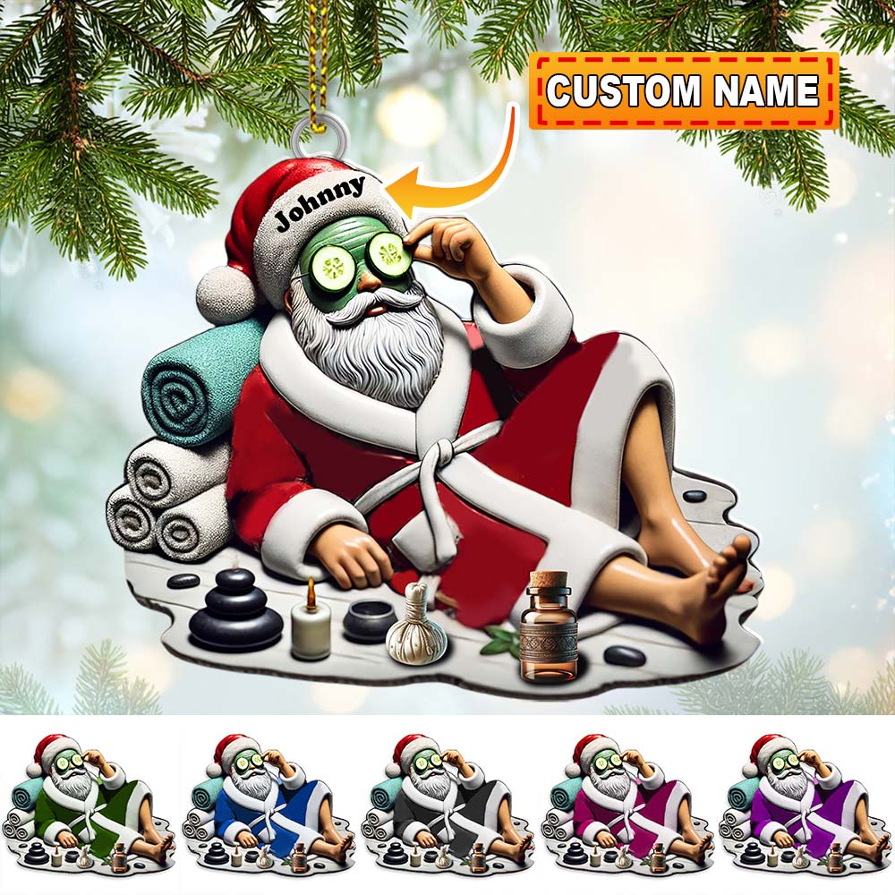 Blisscorners Custom Name Santa Spa Ornament, Santa Christmas Gift Decoration2D Flat LM2111