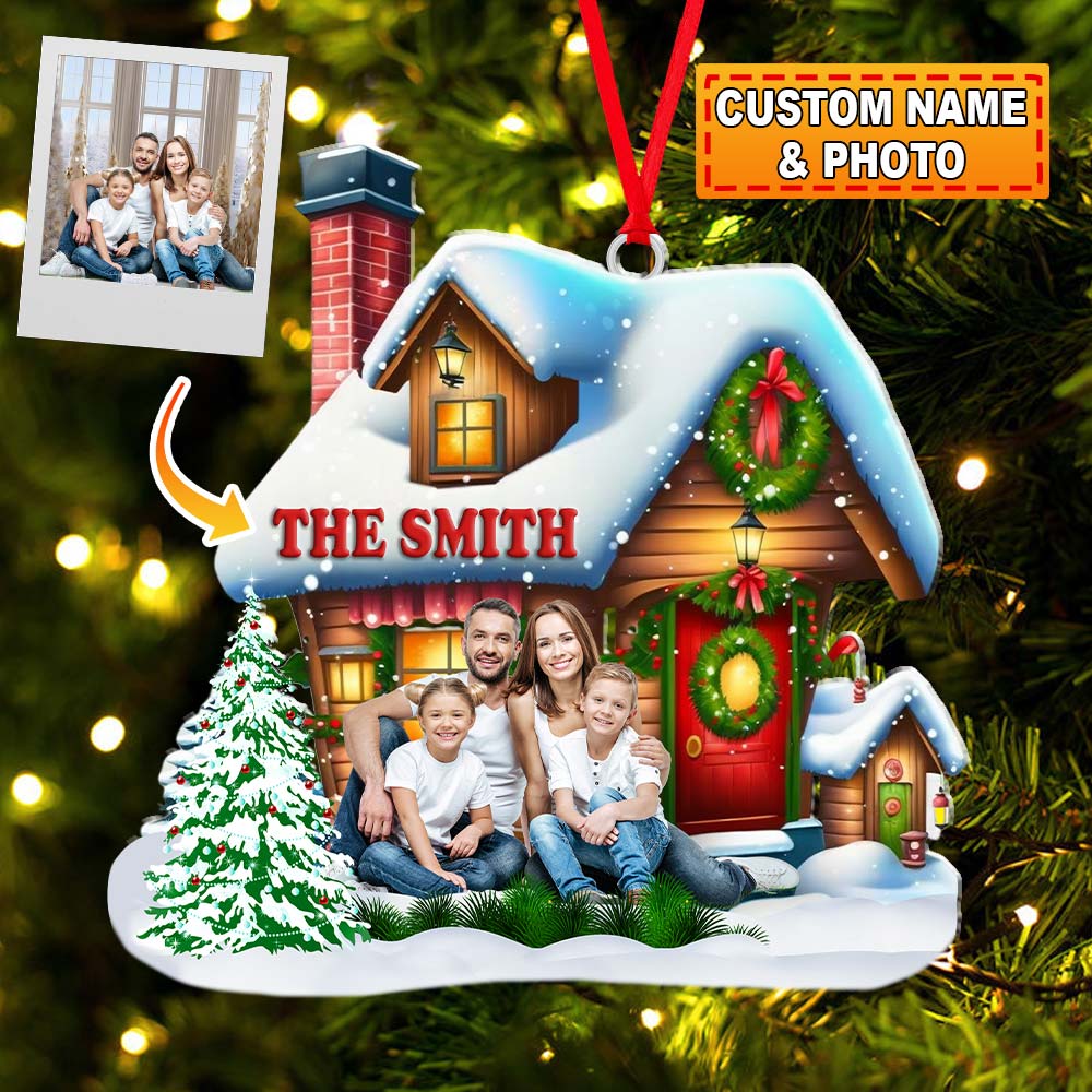 Blisscorners Custom Name and Photo Family Ornament, Family Christmas Decoration2D Flat LM2211
