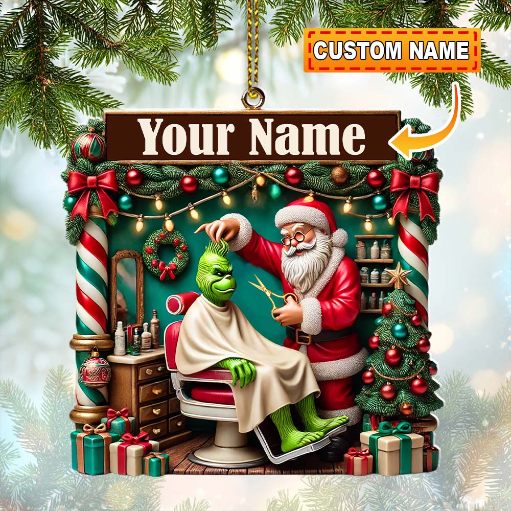 Blisscorners Custom Barber Santa Ornament, Personalized Ornament2D Flat LM2211