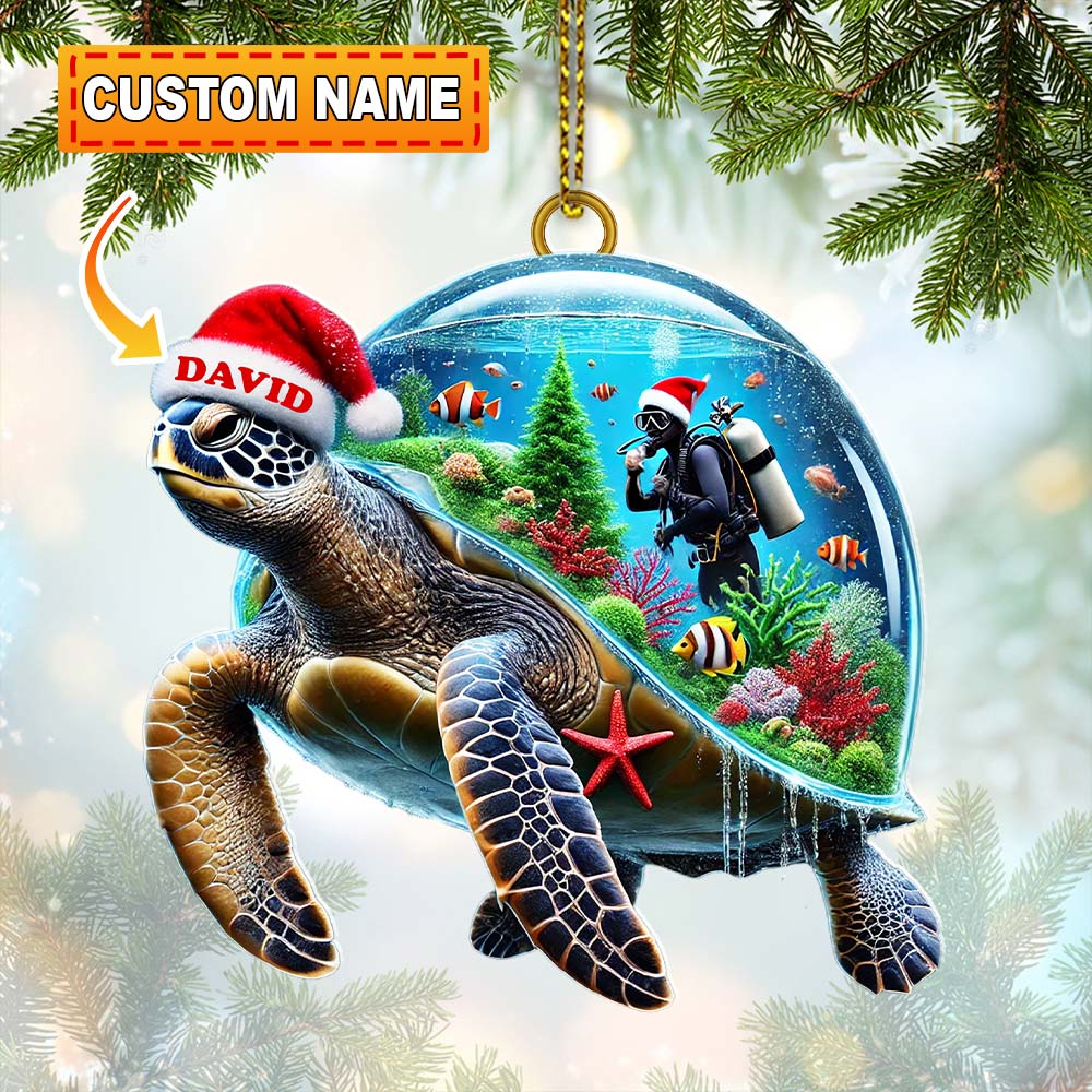 Blisscorners Custom Name Diving Ornament, Diving Lover Christmas Gift2D Flat LM2111