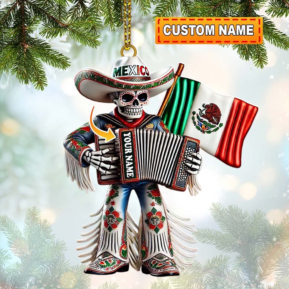 Blisscorners Custom Name Mexico Ornament, Christmas Gift for Mexican2D Flat LM2111