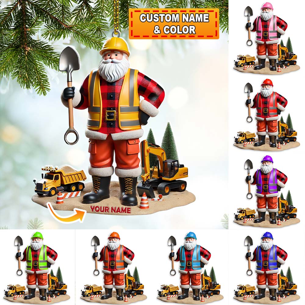 Blisscorners Custom Name Builder Santa Ornament, Builder Christmas Gift2D Flat LM2111