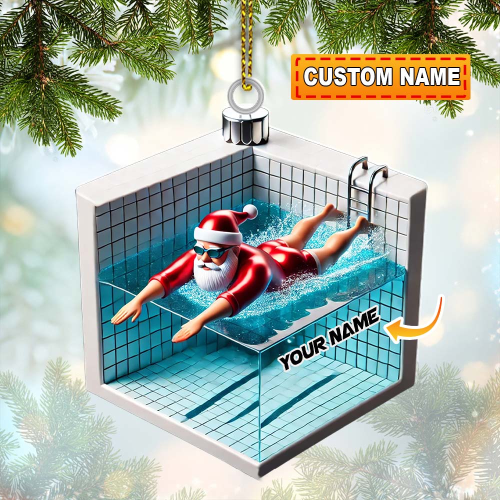 Blisscorners Swimming Santa Christmas Ornament, Personalized Ornament2D Flat LM2211