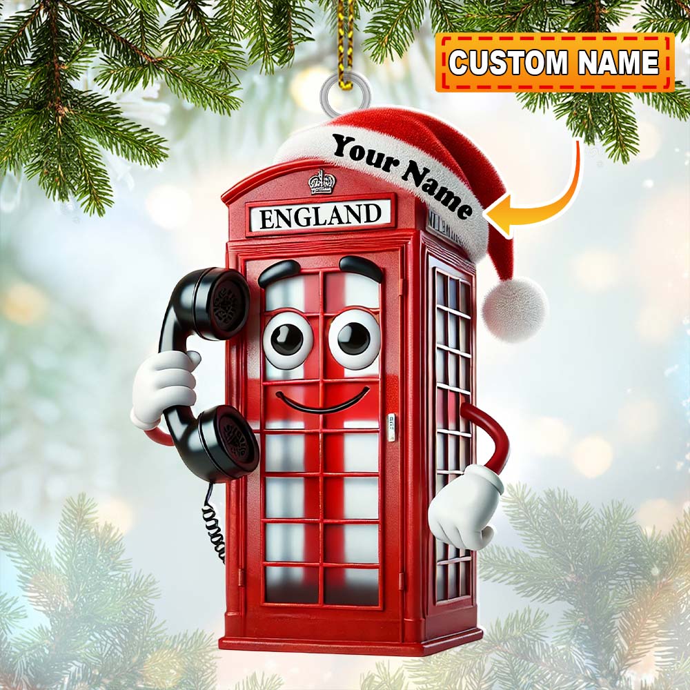 Blisscorners England Red Telephone Box Christmas Ornament, Personalized Ornament2D Flat LM2211