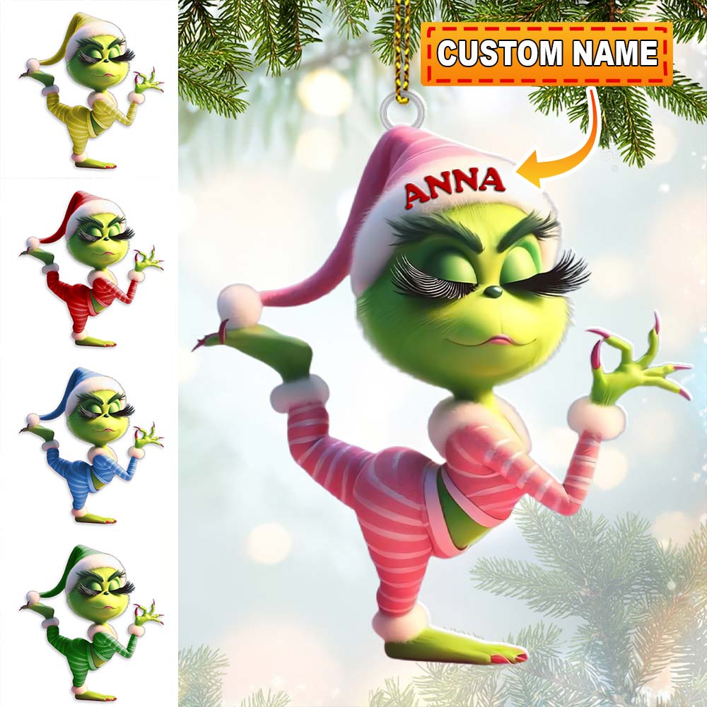 Blisscorners Custom Name Grinch Ornament, Christmas Gift Decoration2D Flat LM2111