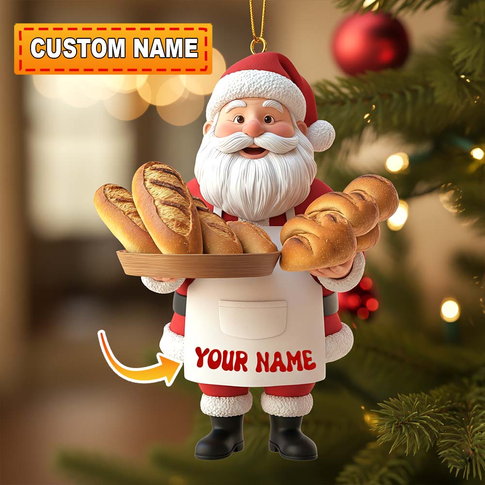 Blisscorners Santa Making Bread, Home Decor, Christmas Ornament, Personalized Ornament2D Flat LM2111