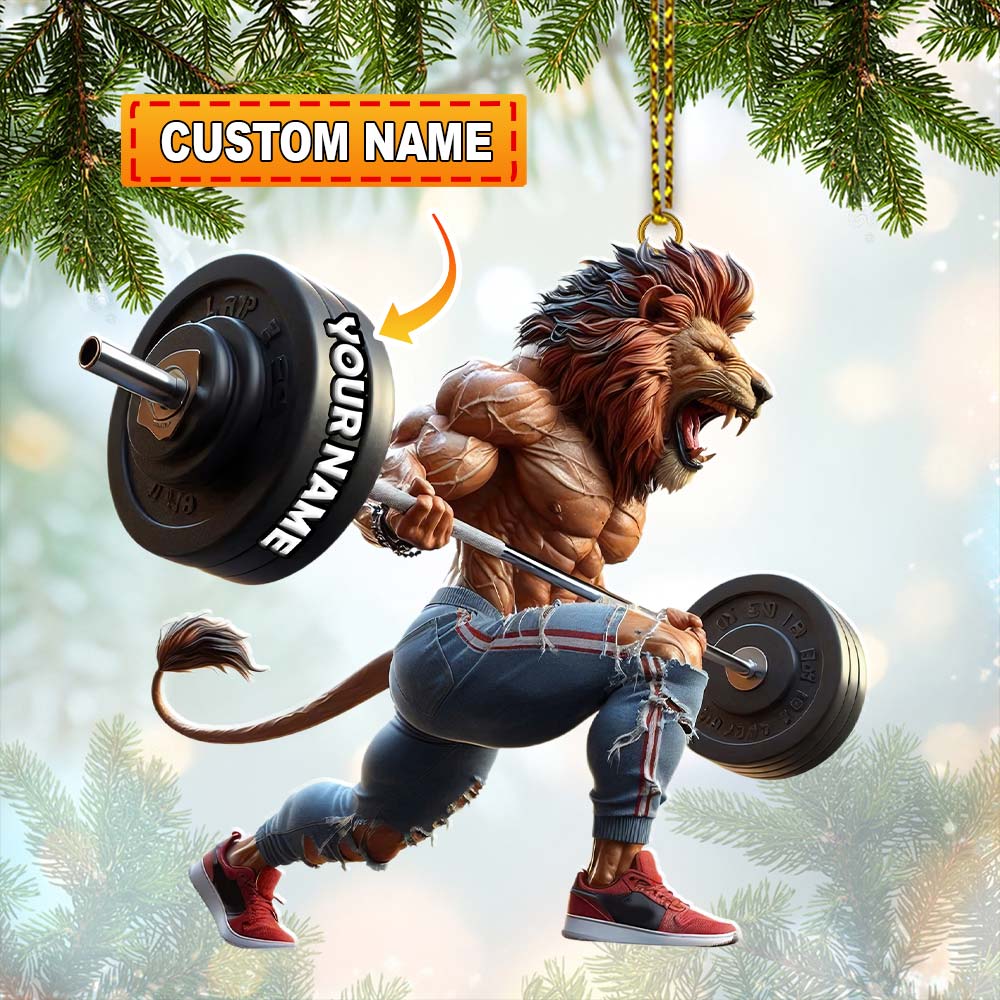 Blisscorners Custom Name Gym Work Out Santa Ornament, Gymnastics Christmas Gift12D Flat LM2111
