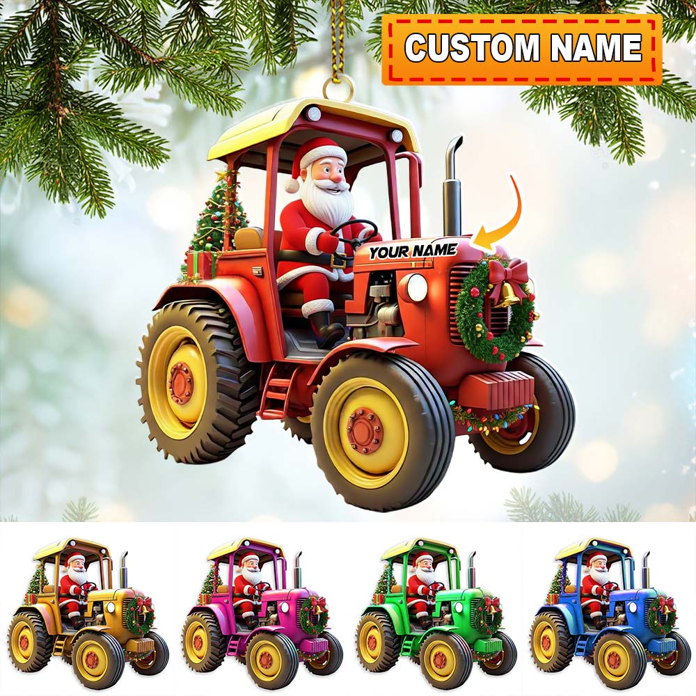 Blisscorners Santa Rides Truck, Home Decor, Christmas Ornament, Personalized Ornament2D Flat LM2111