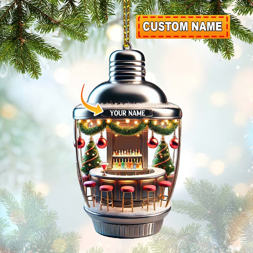 Blisscorners Custom Name Bartender Ornament, Barista Christmas Decoration2D Flat LM2111