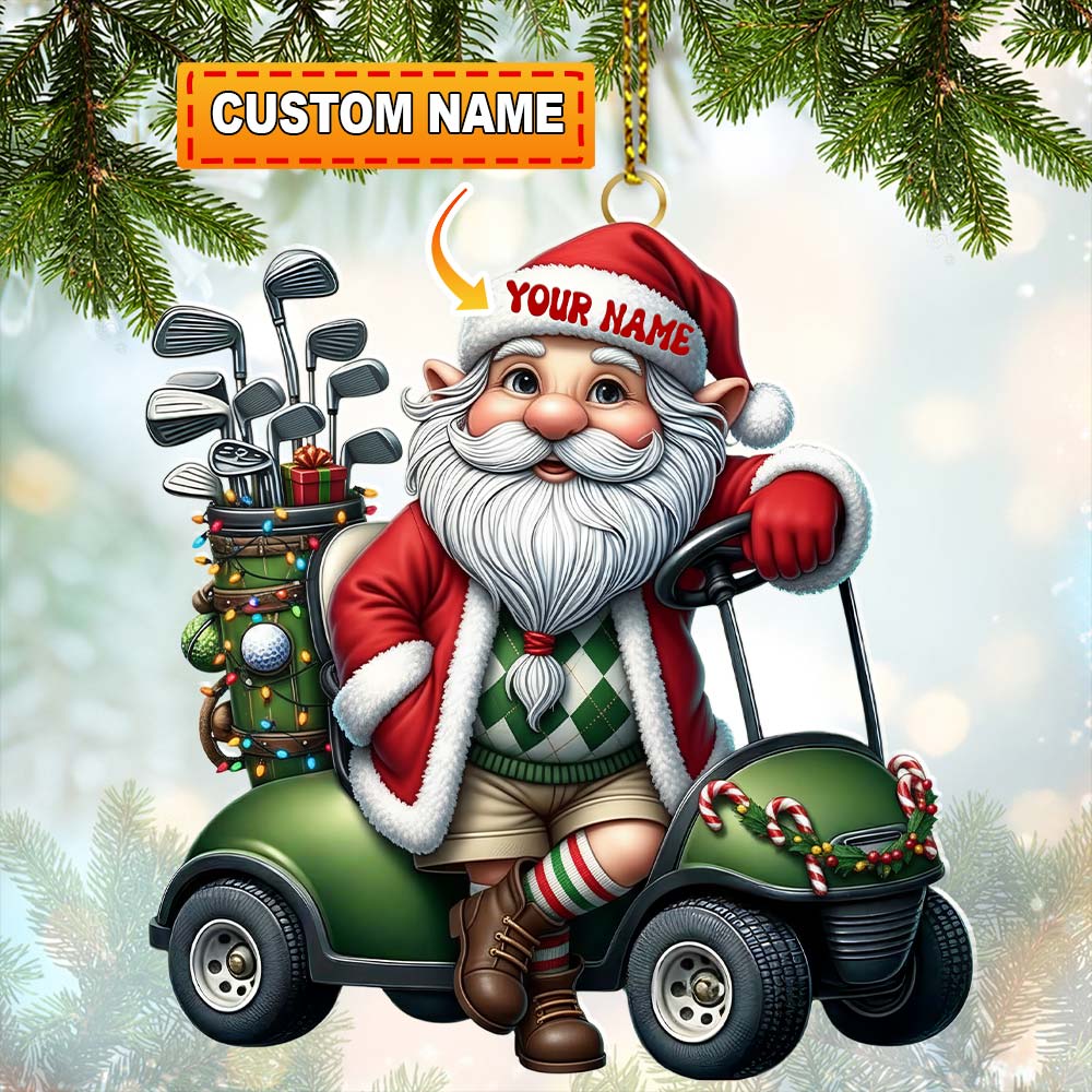 Blisscorners Santa Golf Car, Home Decor, Christmas Ornament, Personalized Ornament2D Flat LM2111