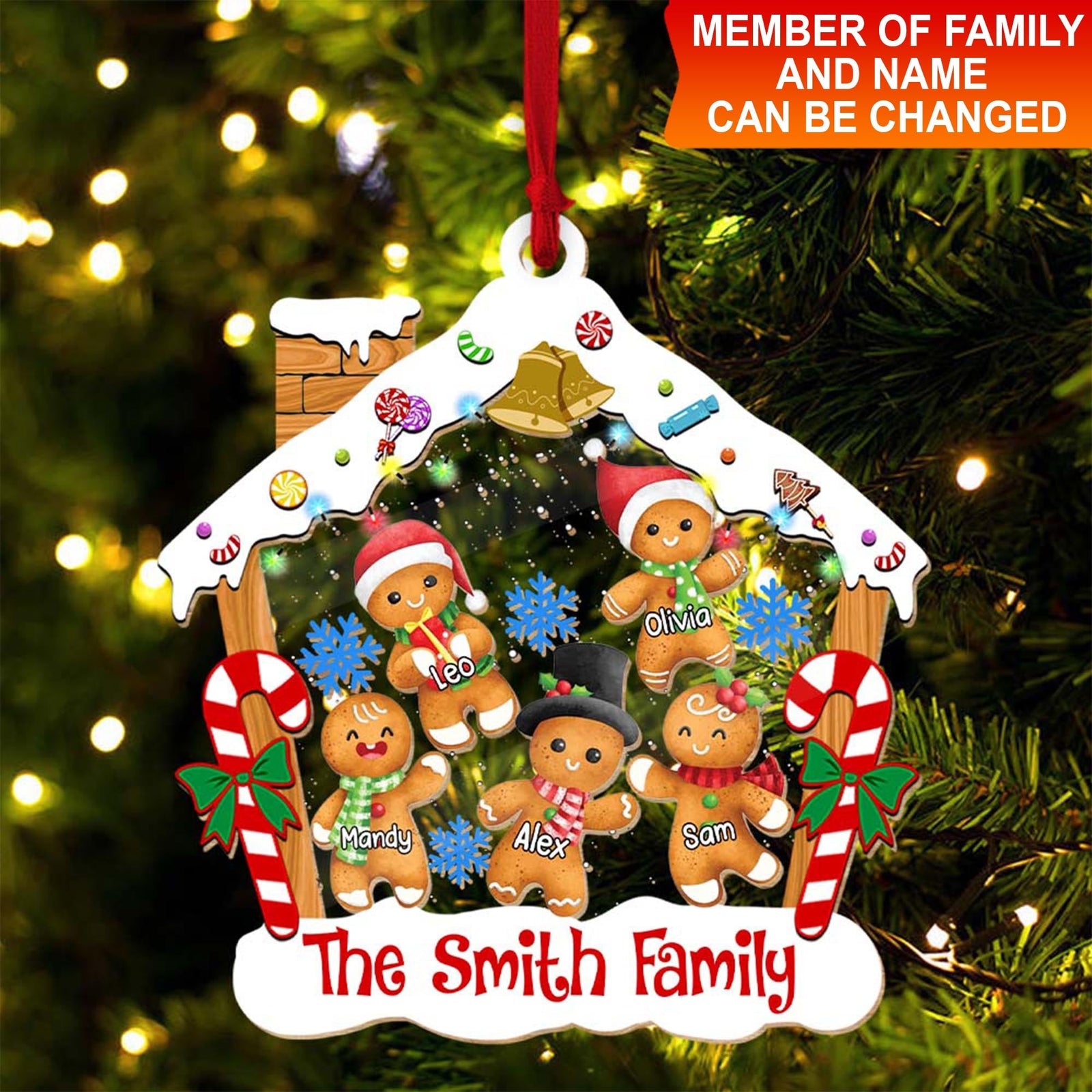 Blisscorners Personalized Ornament - Christmas Cakes Family - Christmas Gift For Family - Custom Shaker Ornament2D Flat LM2111