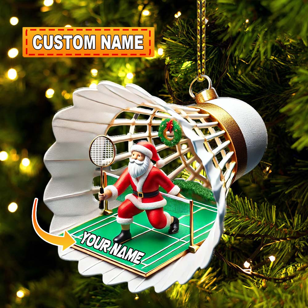 Blisscorners Custom Name Badminton Ornament, Christmas Gift for Badminton Lover2D Flat LM2111