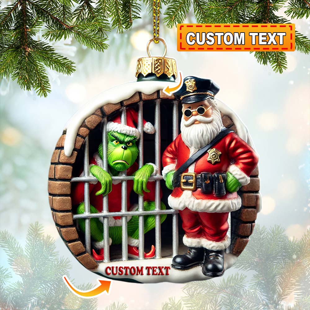 Blisscorners Custom Name Santa and Grinch Ornament, Christmas Gift Decoration2D Flat LM2111