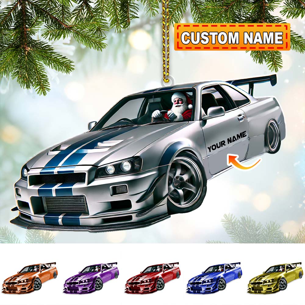 Blisscorners Custom Name Santa Car Ornament, Santa Christmas Gift Decoration2D Flat LM2111