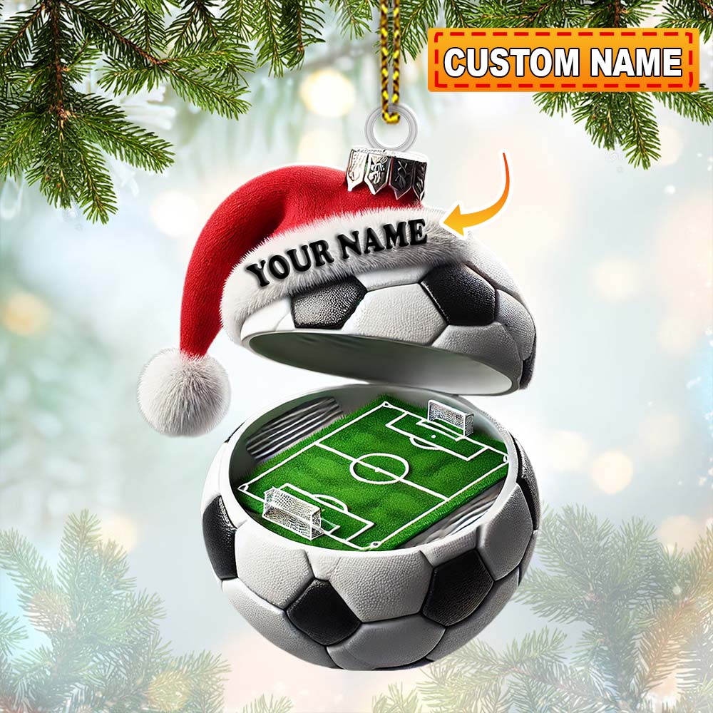 Blisscorners Custom Name Soccer Ornament, Christmas Gift for Soccer Lover2D Flat LM2111
