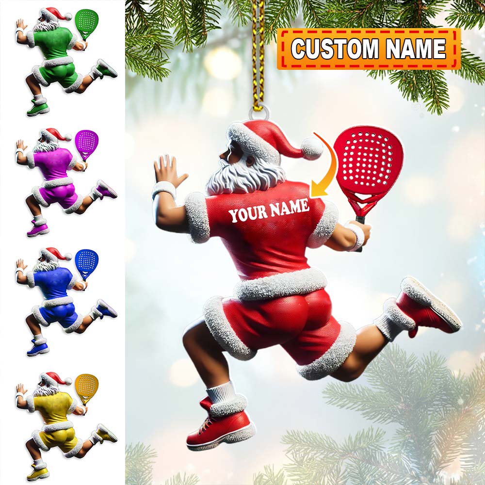 Blisscorners Custom Name Padel Santa Ornament, Christmas Gift for Padel Lover2D Flat LM2111