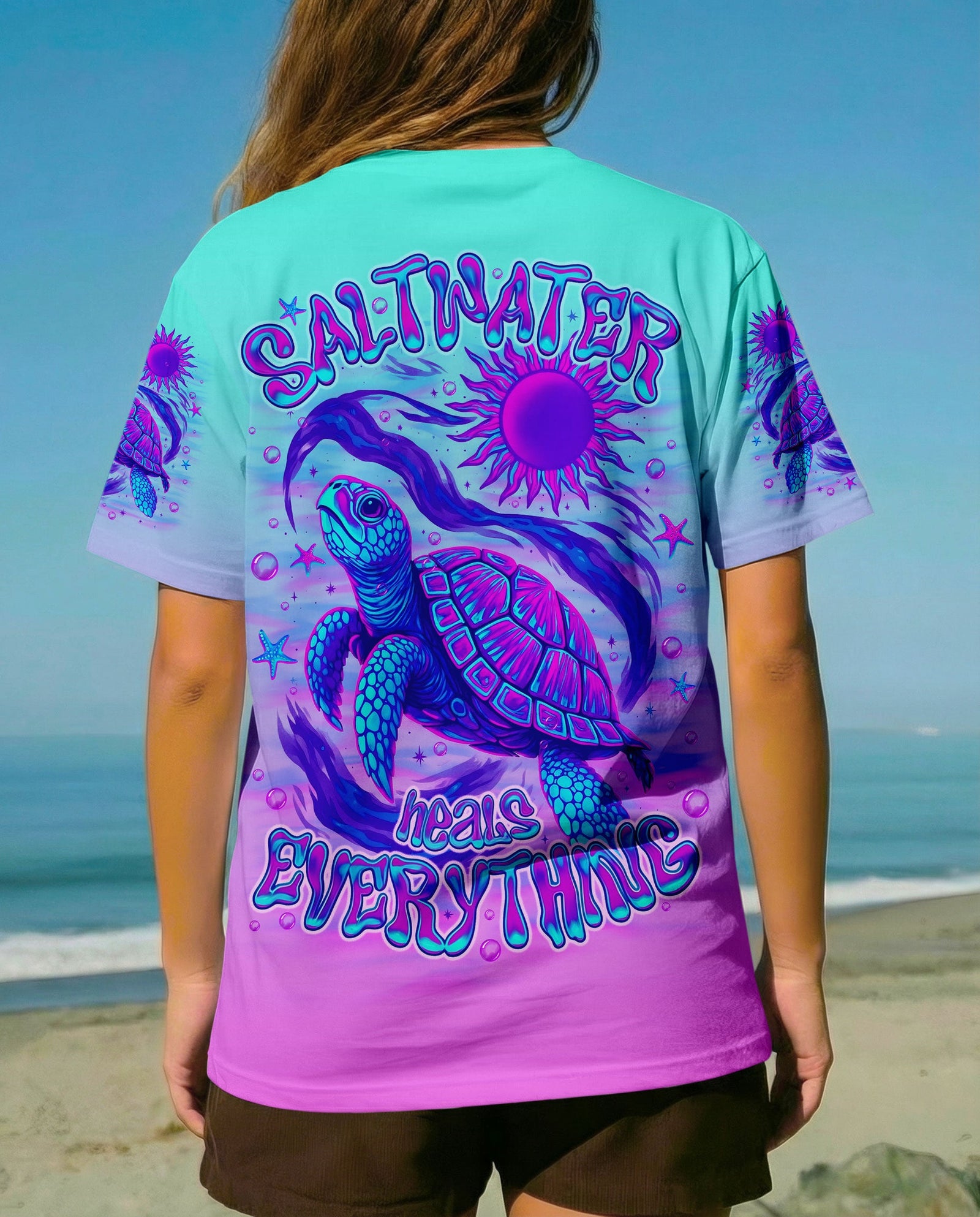 BLISSCORNERS SALTWATER HEALS EVERYTHING TURTLE ALL OVER PRINT
