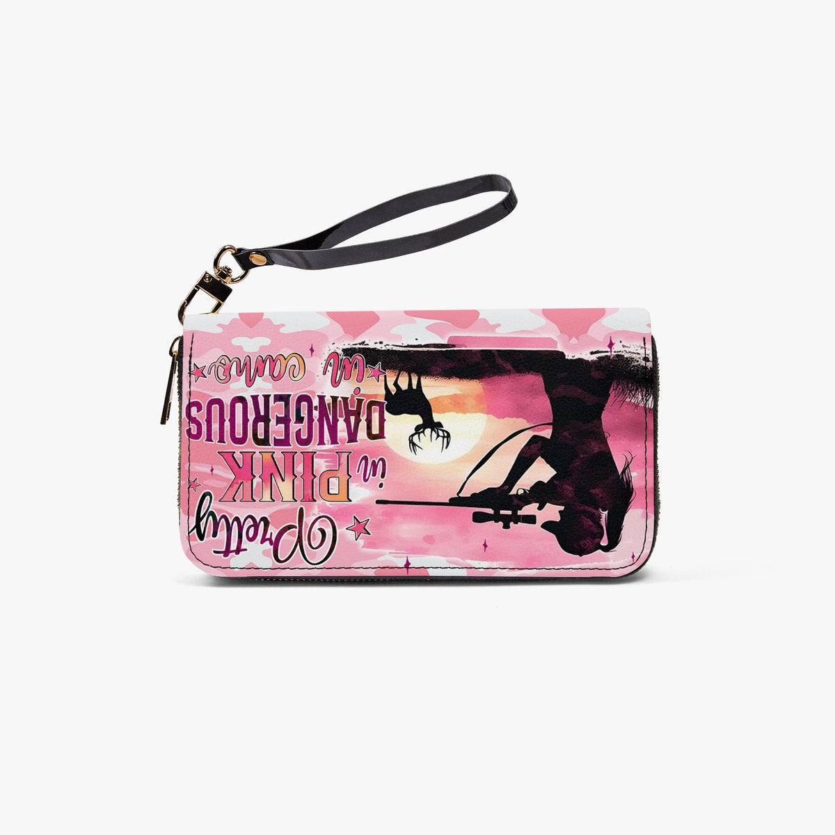 BLISSCORNERS PRETTY IN PINK HUNTING  ZIPPER LEATHER WALLET