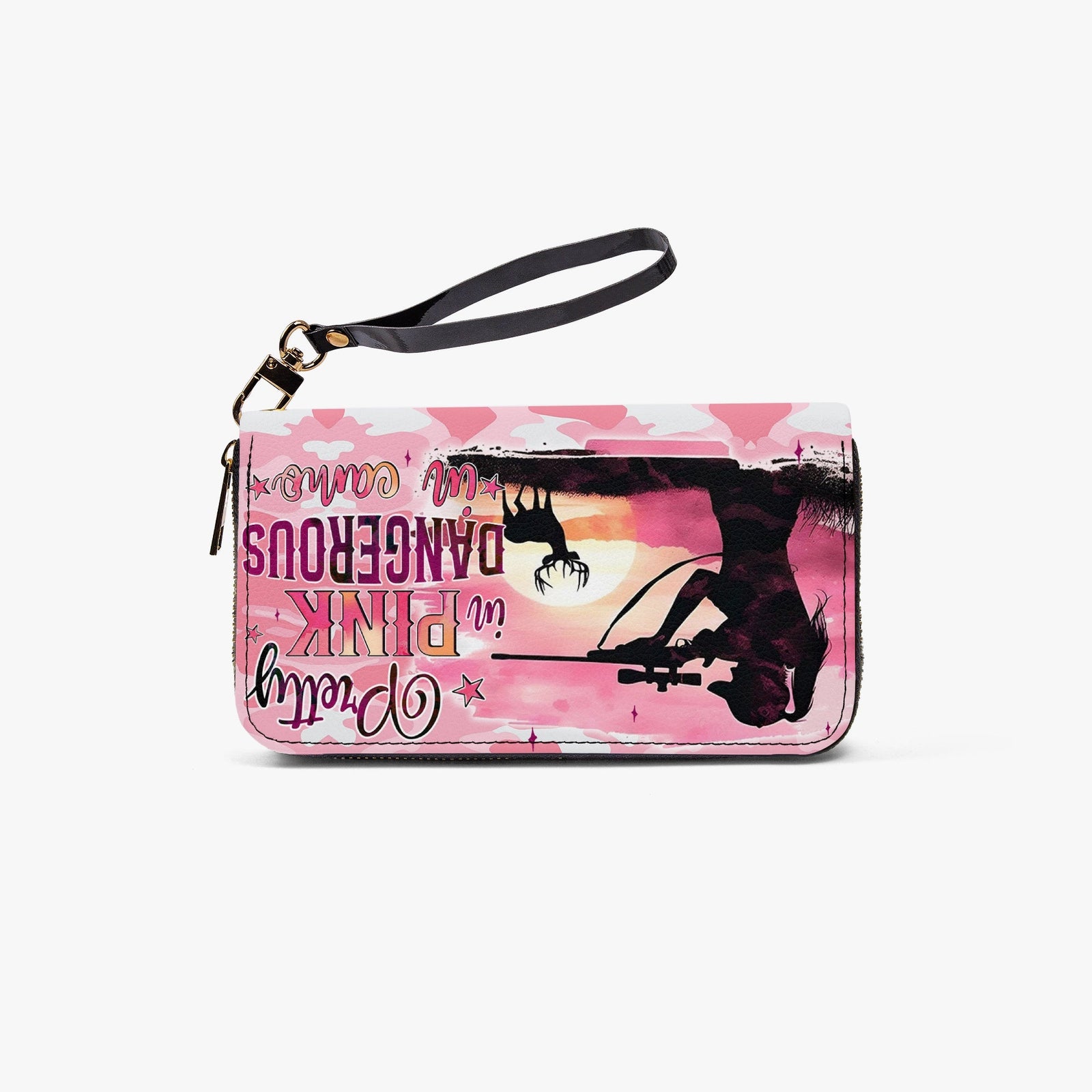 BLISSCORNERS PRETTY IN PINK HUNTING  ZIPPER LEATHER WALLET