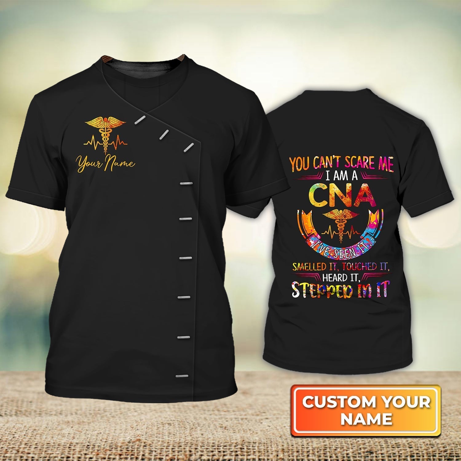 Blisscorners Custom Name 3D Black T Shirt For Can Nurse, Nurse Life Certified Nursing Assistant Uniform