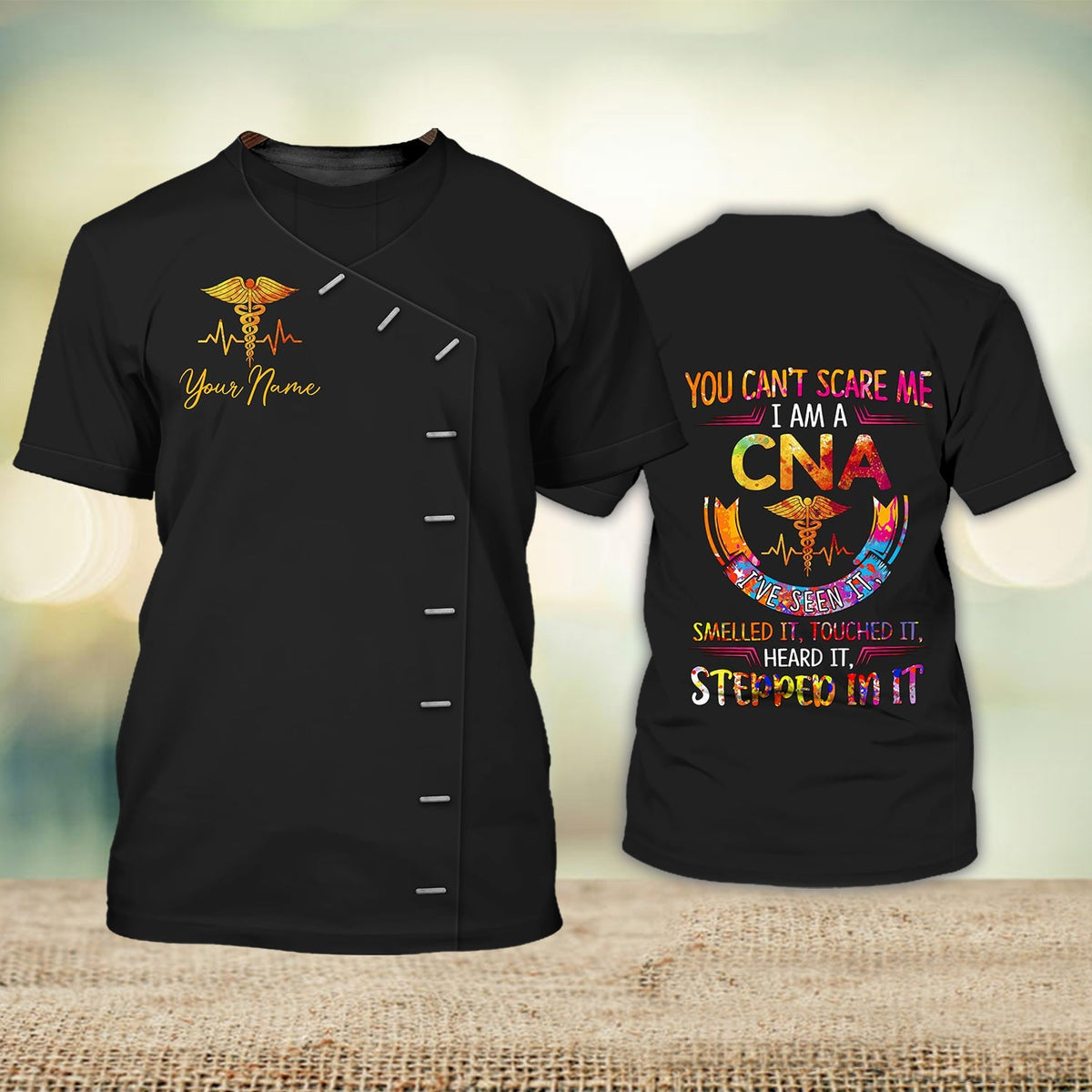 Blisscorners Custom Name 3D Black T Shirt For Can Nurse, Nurse Life Certified Nursing Assistant Uniform